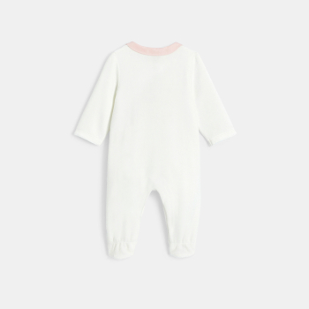 بذلة نوم مخملية برسمة التفاح، باللون الأبيض للفتيات الصغيرات